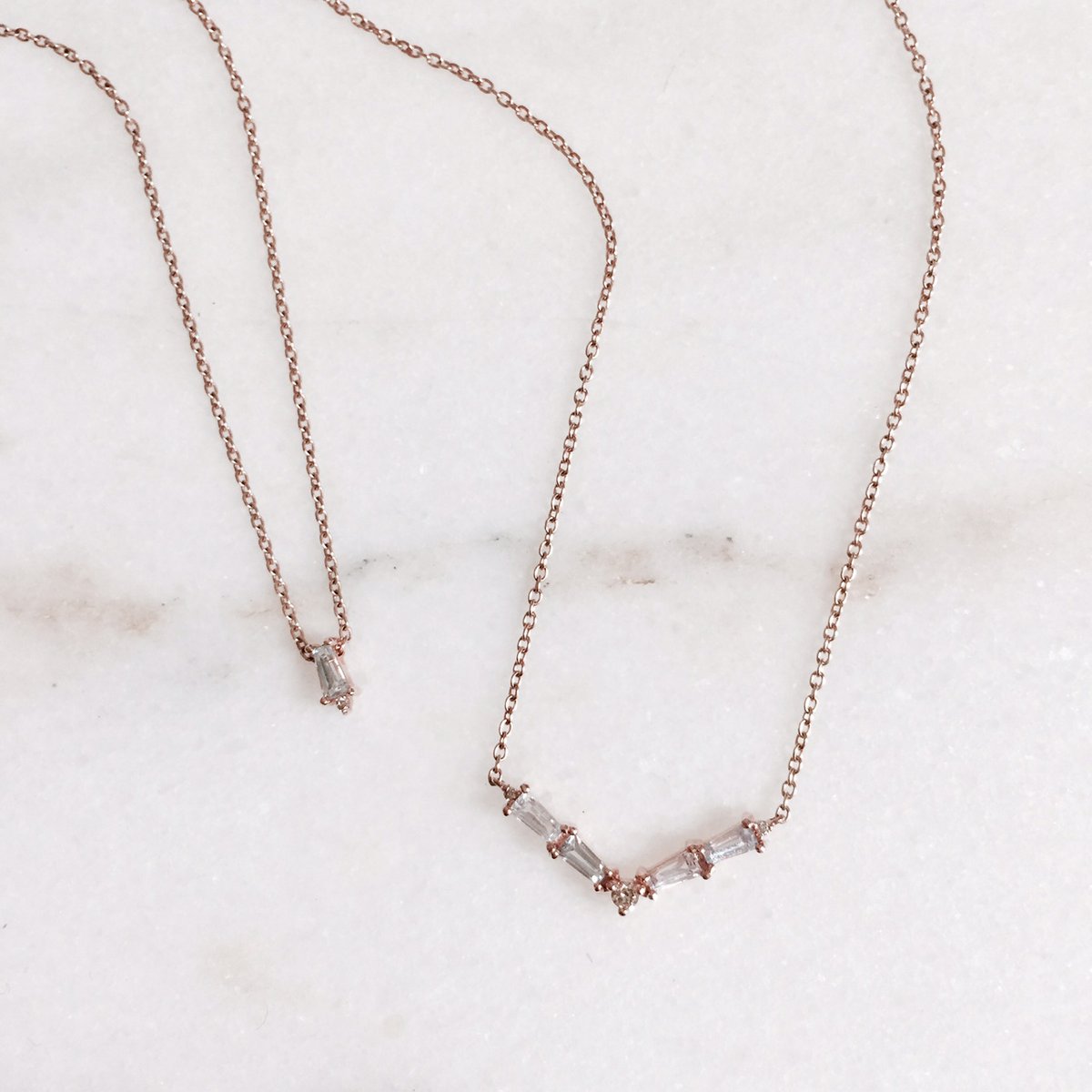 Image of Baguette Solitaire Necklace