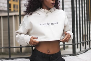 Image of Time is Money Crop Hoodie - Sand