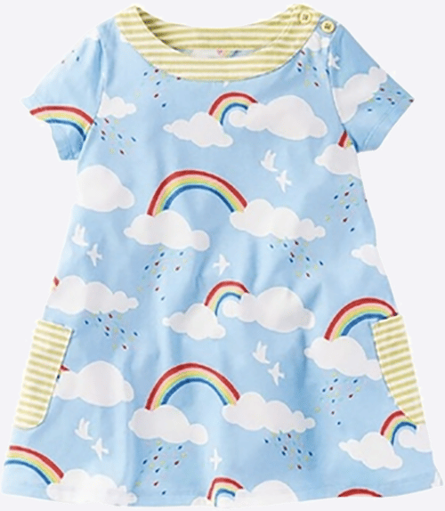 Image of white clouds rainbow girl dress