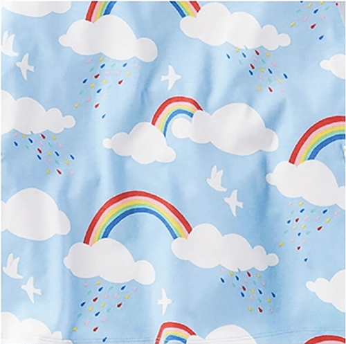 Image of white clouds rainbow girl dress