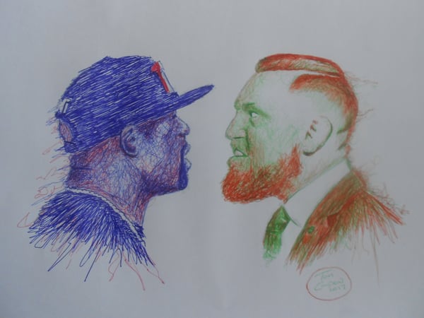 Image of MCGREGOR MAYWEATHER FACE OFF ORIGINAL DRAWING