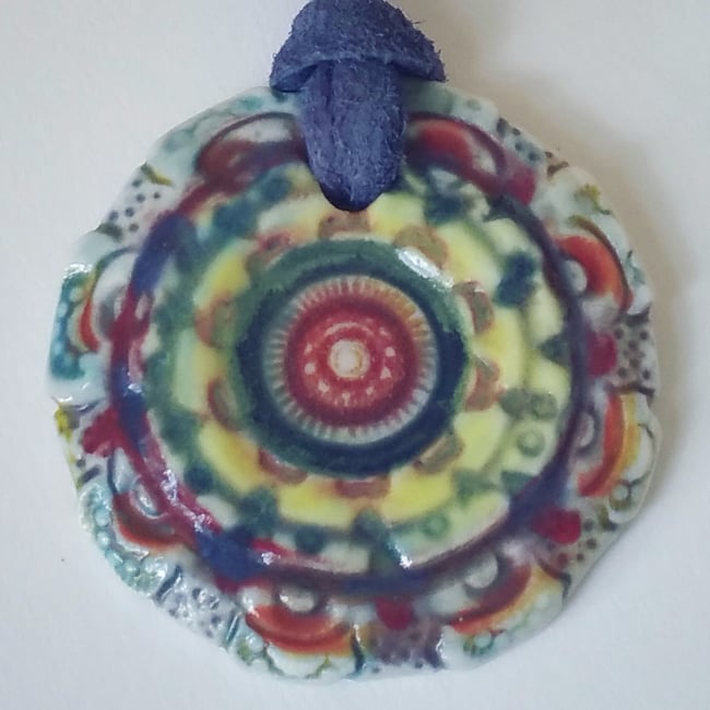 Bohemianwimz Mandala Porcelain Pendant