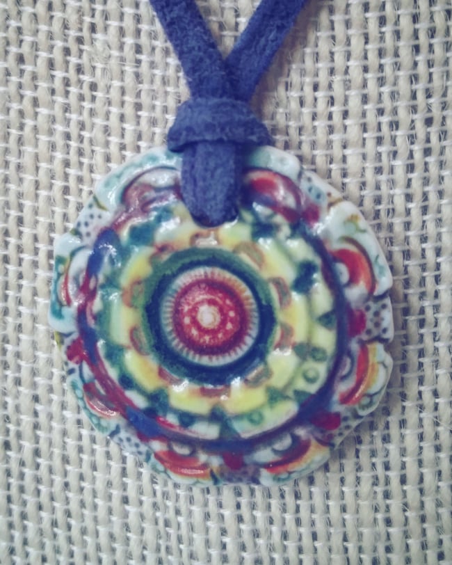 Bohemianwimz Mandala Porcelain Pendant