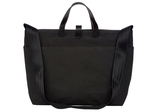 Image of AUSTRALIAN CANVAS CARRYALL - BLACK WITH BLACK LEATHER