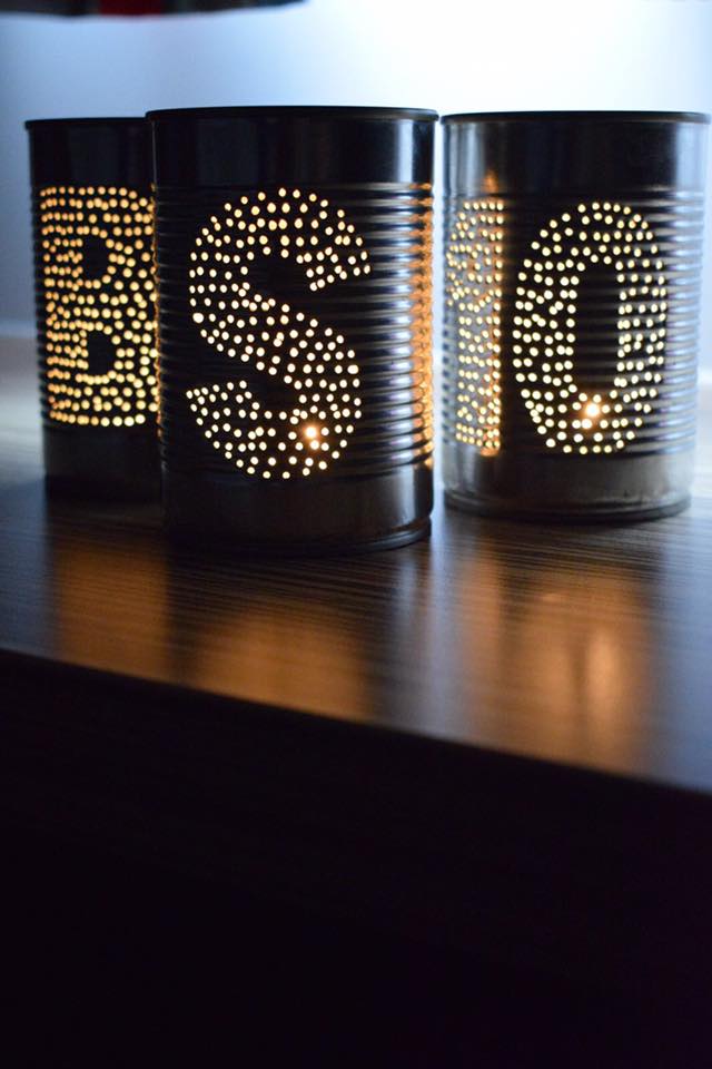 Image of Upcycled Alphabet Number Tin Can Lanterns