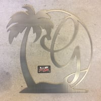 Image 3 of Palm Tree with Letter Sign - Customizable