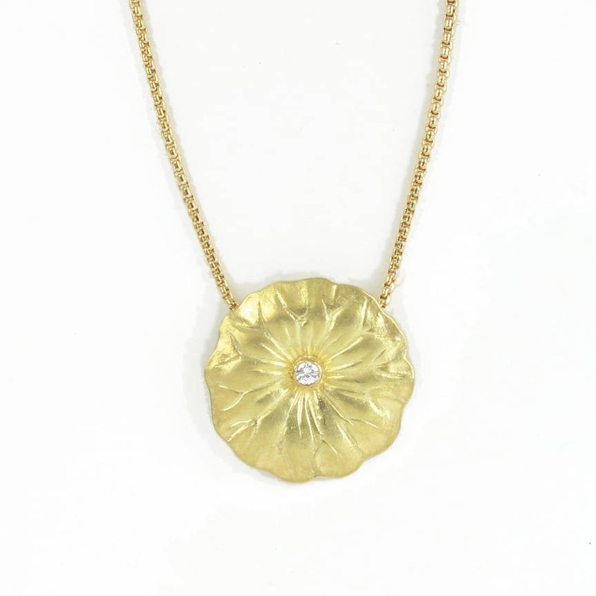 Image of Lotus Leaf Diamond 18k Pendant
