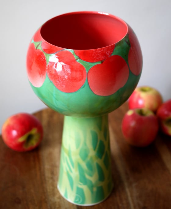 Image of Red Apple Tree Pedestal Bowl