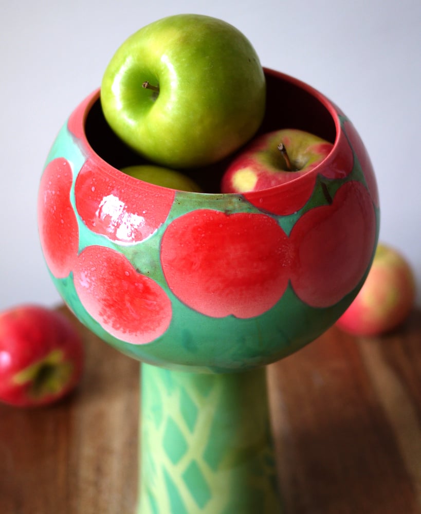 Image of Red Apple Tree Pedestal Bowl