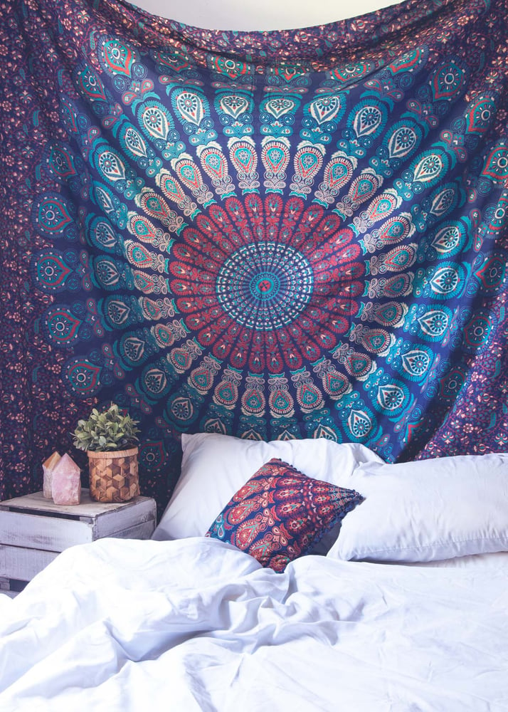 Image of Azure Mandala Tapestry 