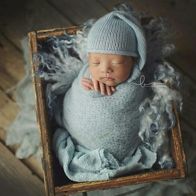 Image of Round Curly Felted Blanket - Organic Steel Blue
