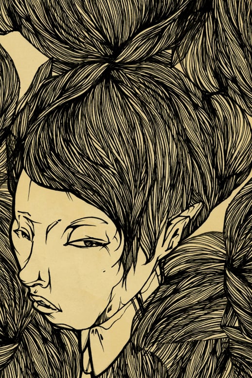 Image of framed print of original hand illustrated art - untitled