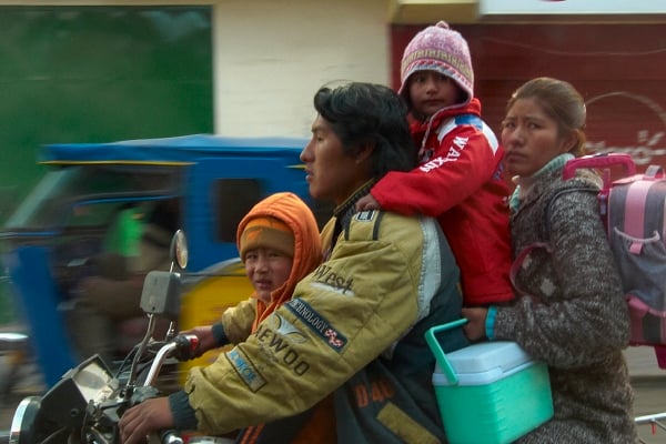 Image of framed print of original photograph - family on motorcycle