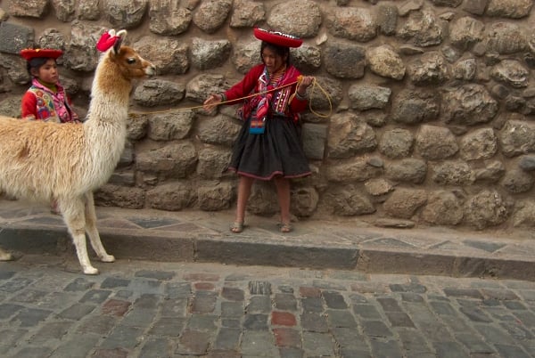 Image of framed print of original photograph - girl with llama