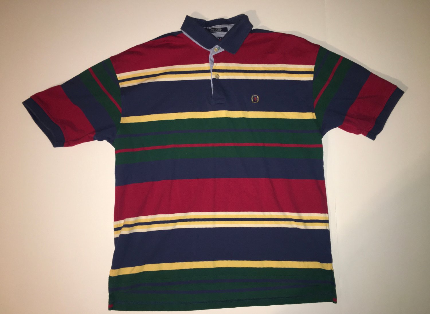 90's Vintage Tommy Hilfiger Striped Collared Shirt XL The Navi