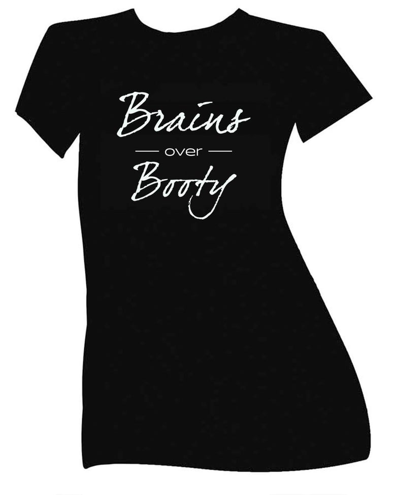 Image of Brains -Over- Booty Fitted Crew Neck Tee (Black)