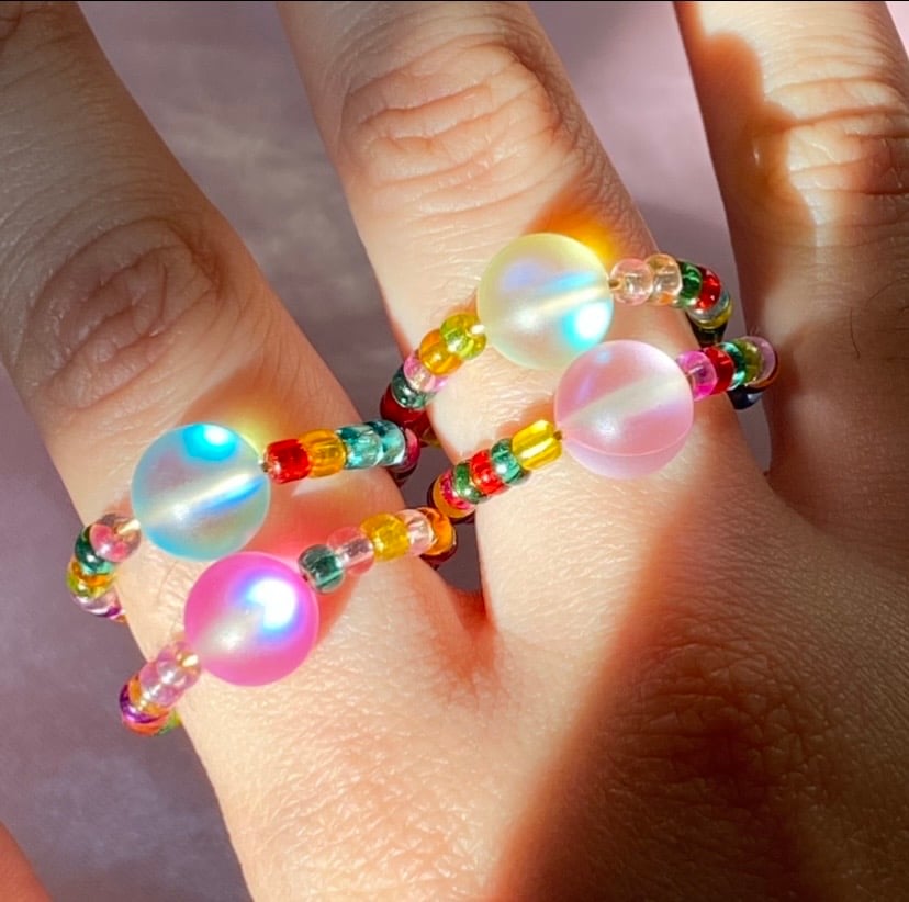 Glowing Gumball Wire Rings / Crystal Clear Wire Ring 🍬🍭 (adjustable)