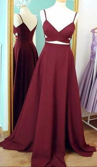 Image 1 of Burgundy Two Piece Prom Dresses 2018, Prom Dress Burgundy,  Long Prom Dress, Evening Dresses