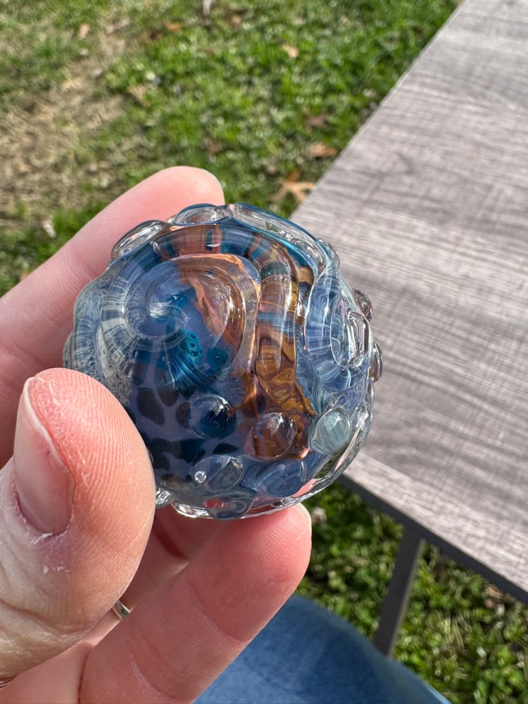 Image of Blue and Copper Textured planet