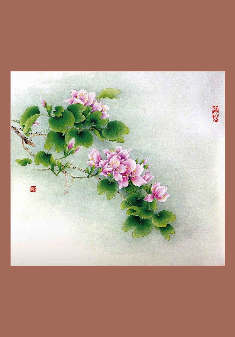 Image of framed print of Chinese Painting on canvas - Spring