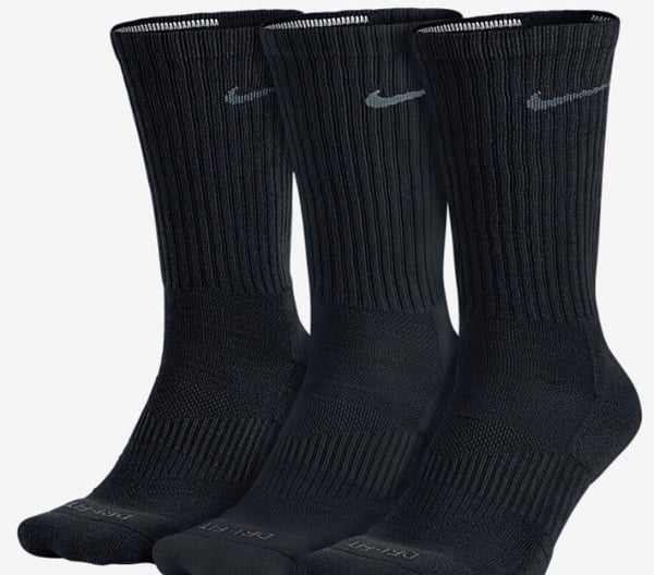 Image of NIKE DRI-FIT HALF-CUSHION CREW SOCKS BLACK