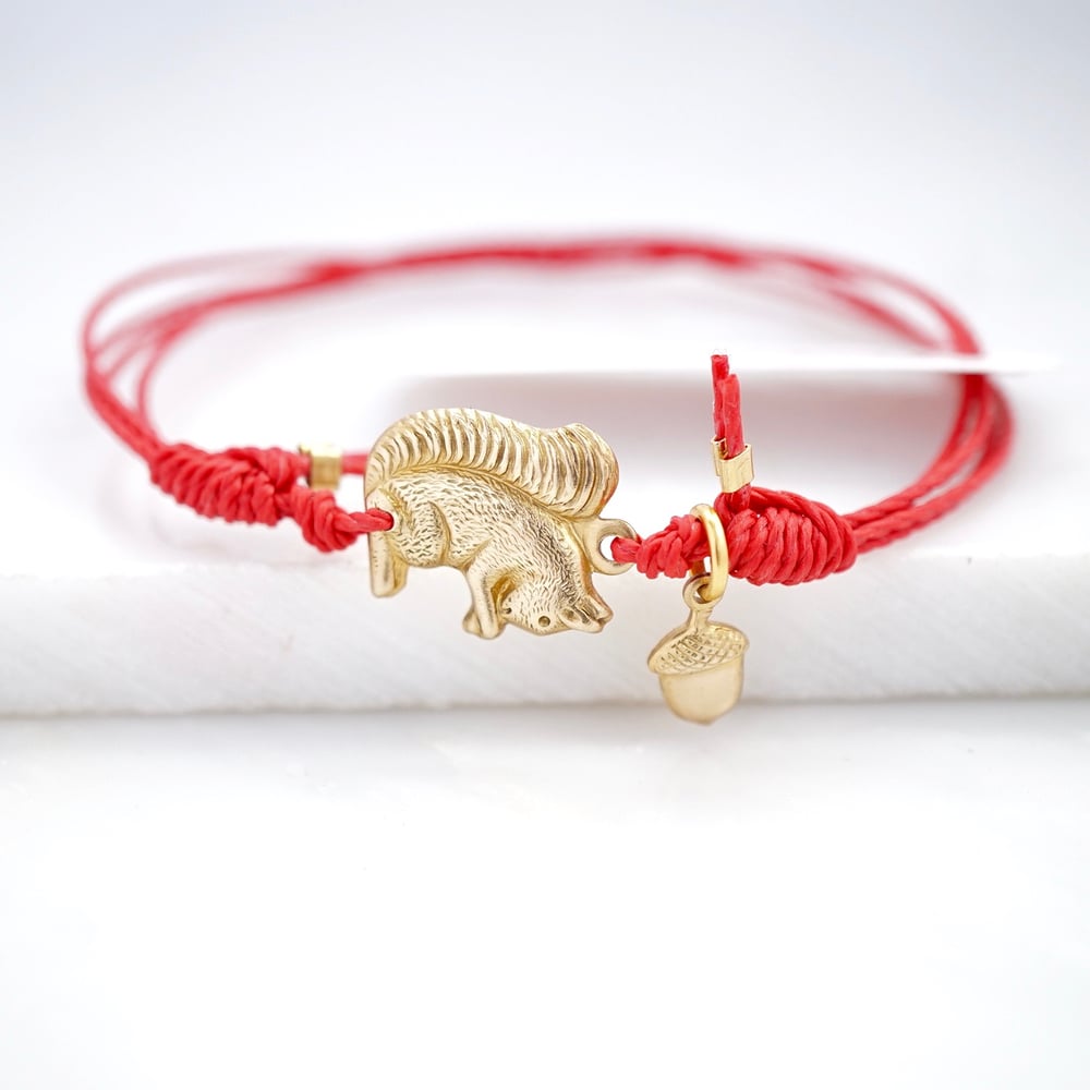 Image of Squirrel and acorn friendship bracelet ,woodland bracelet,acorn lucky charm
