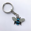 Manchester Bee Blue Enamel Keyring 