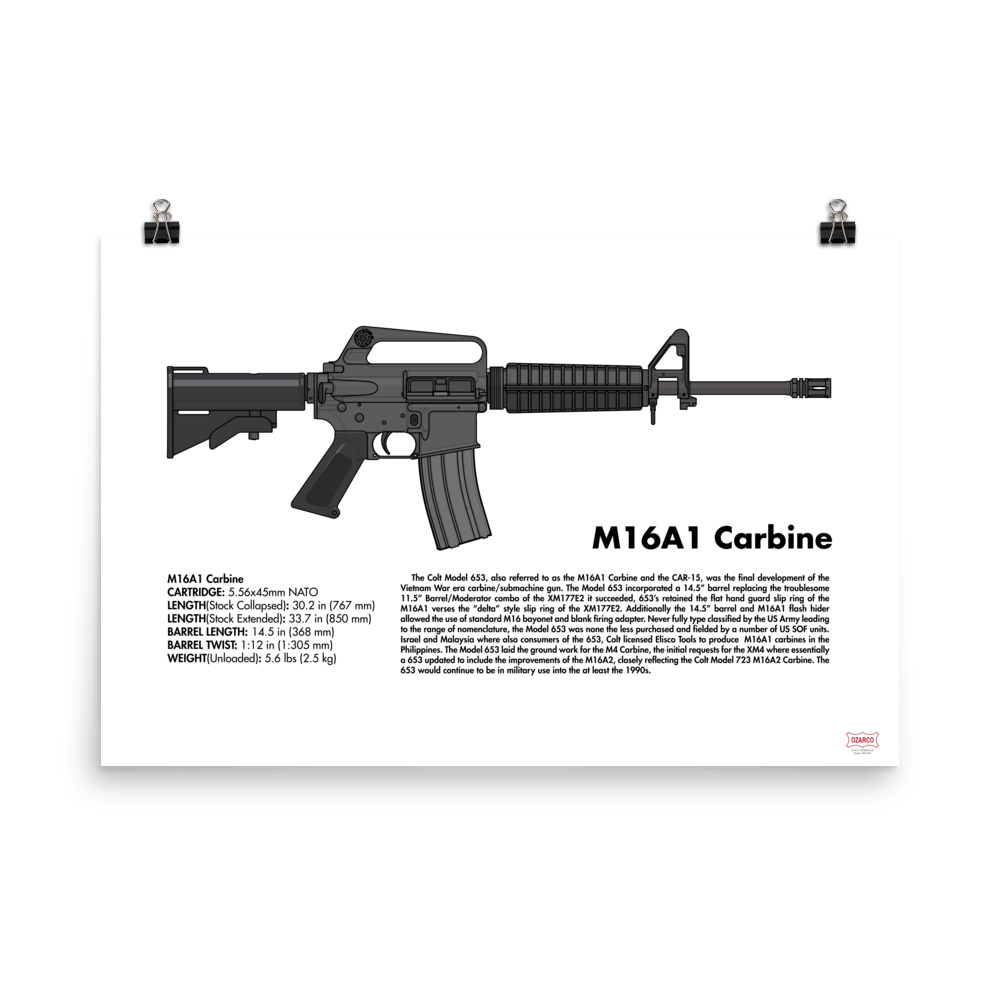 Image of M16A1 Carbine 24"x36" poster