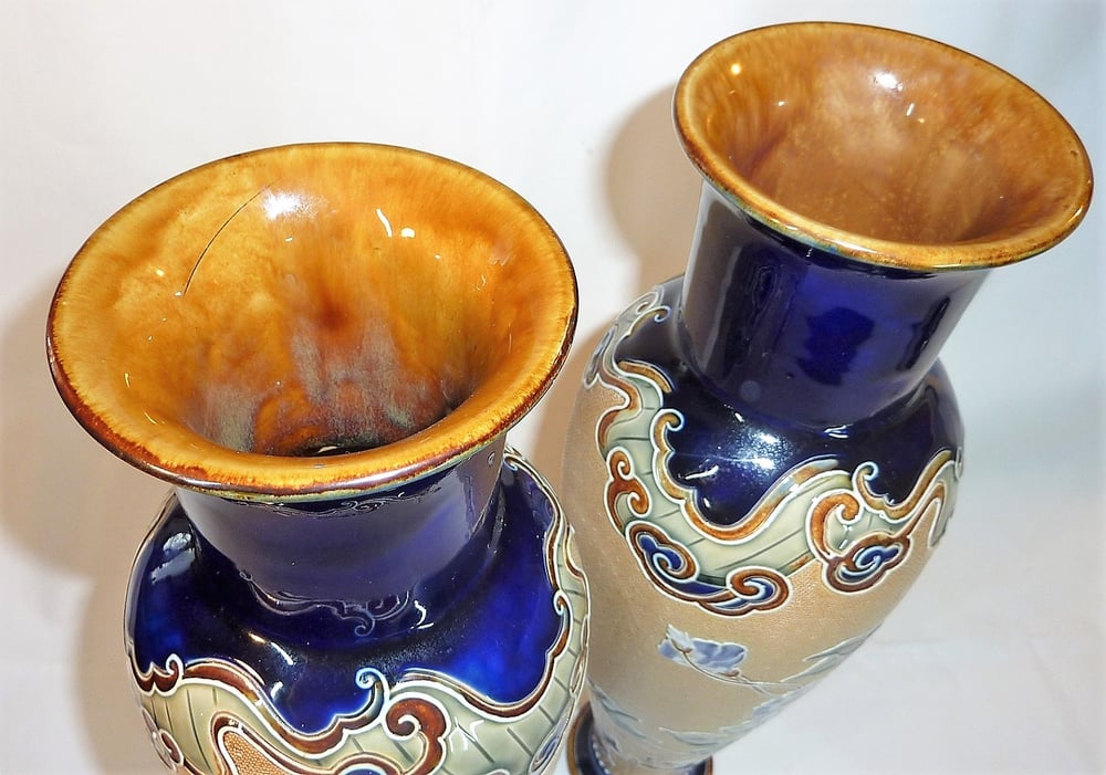 Image of Royal Doulton Slaters Patent Pair of Vases