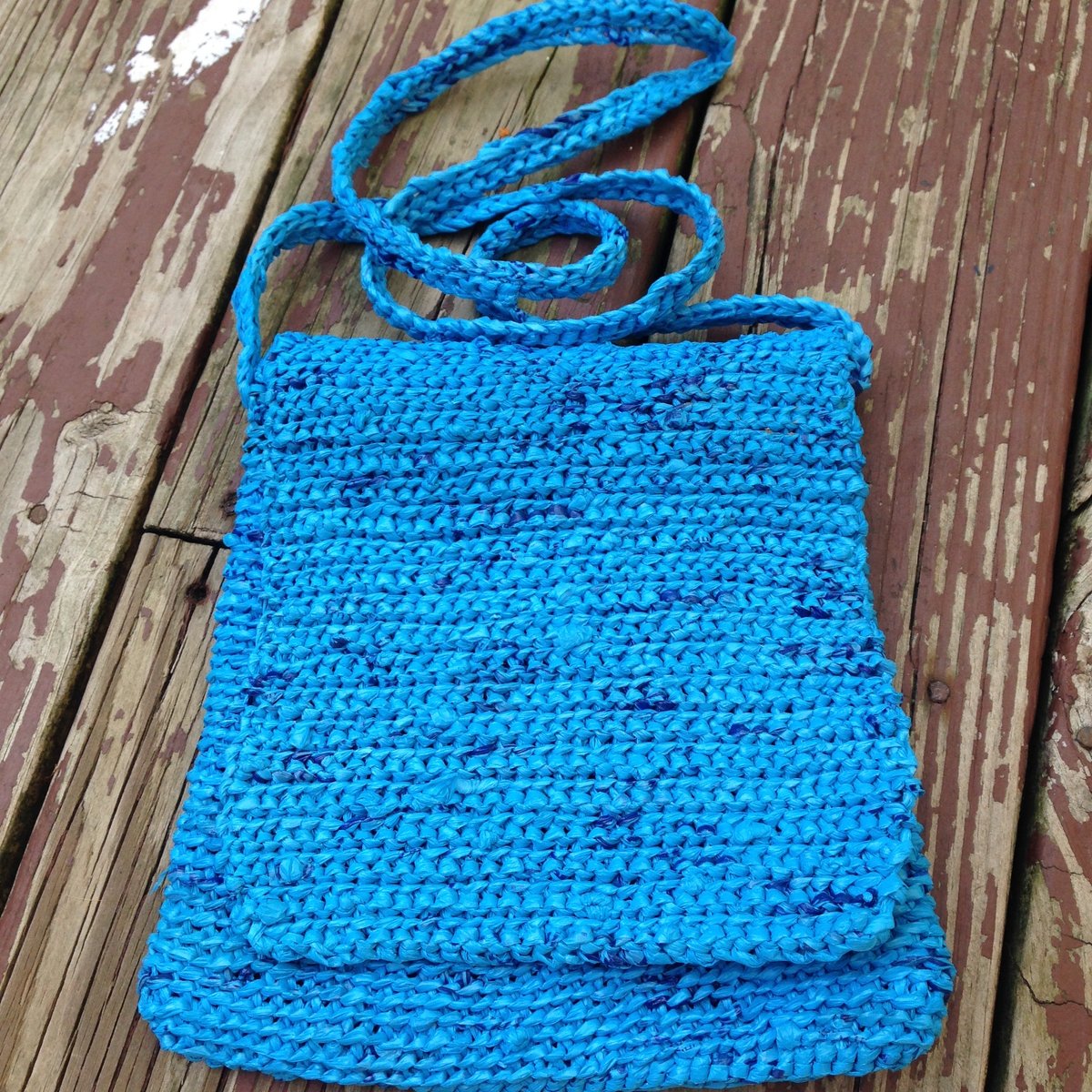Solid Blue Crochet Crossbody Satchel bag Franssim bags