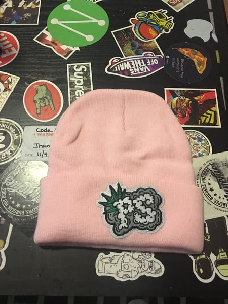 Image of pink logo skully