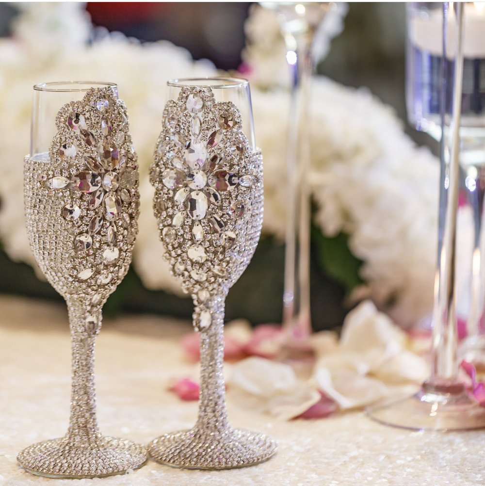 "Allison" Champagne Toasting Glasses ( available in other colors) 