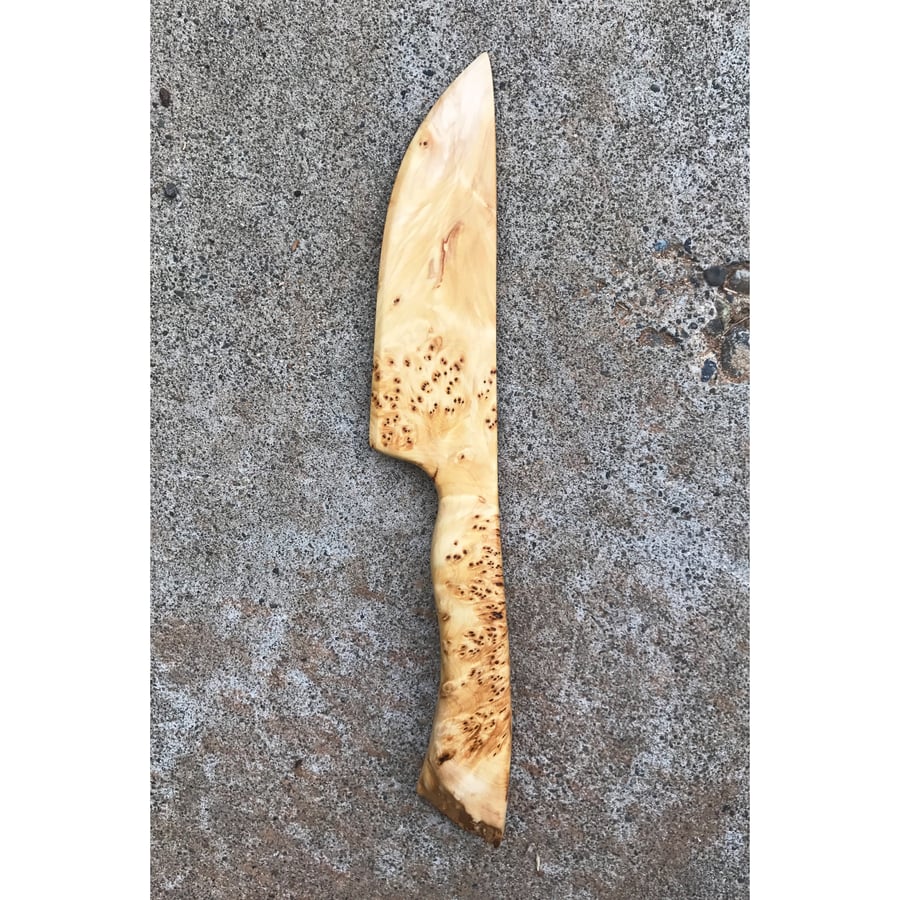 Image of Birdseye yellow cedar burl small cake knife