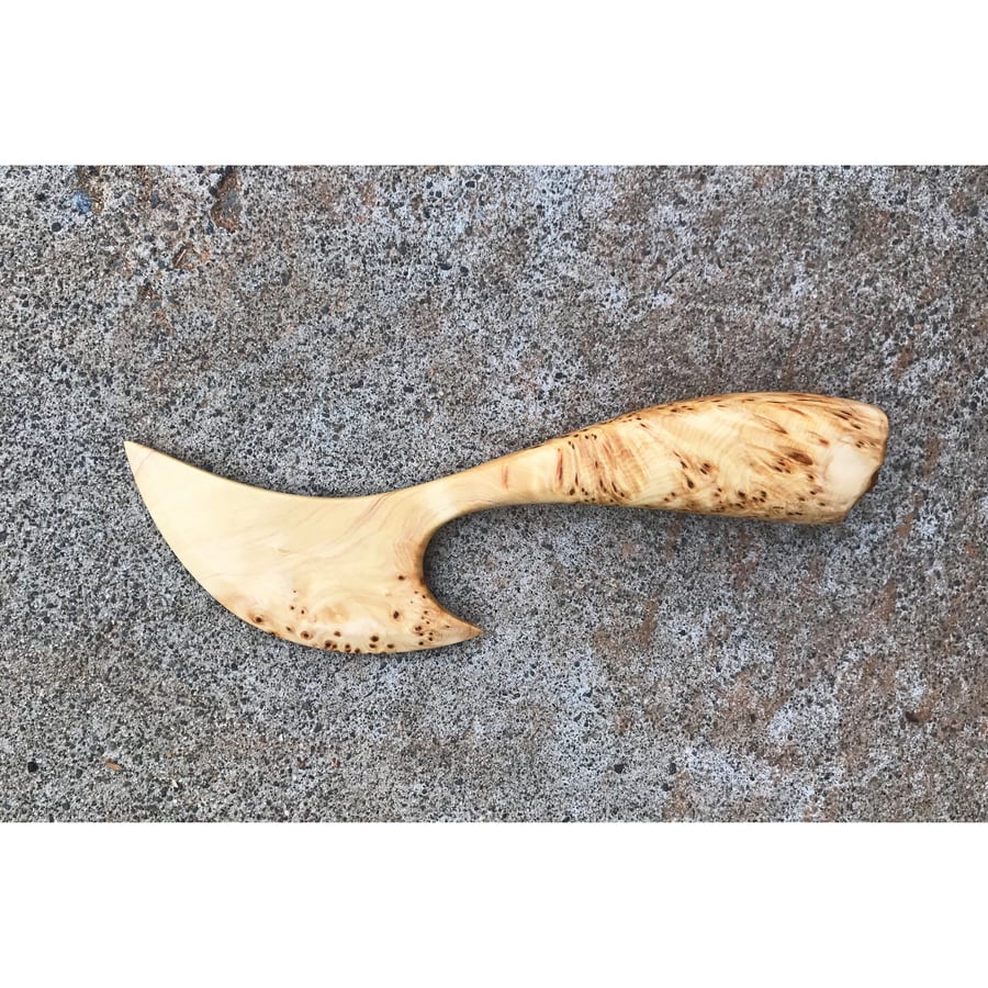 Image of Birdseye yellow cedar shark fin knife
