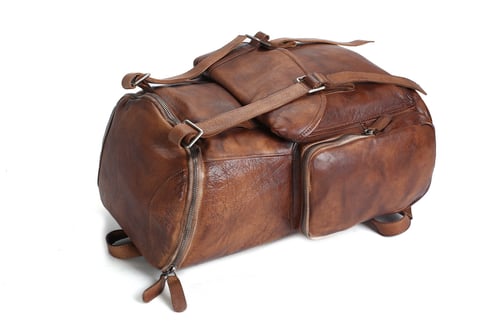Image of Oversized Vintage Leather Backpack, Travel Backpack MT06