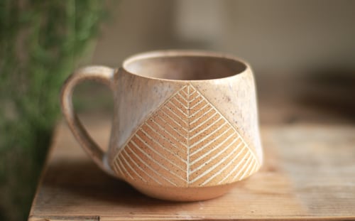 Image of Carved Stoneware Mug
