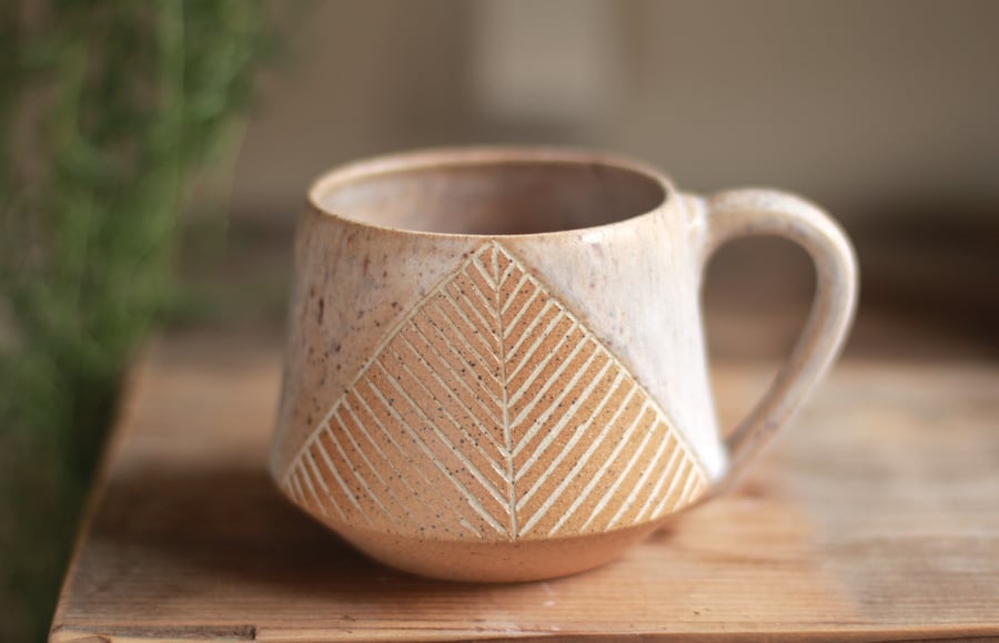 Image of Carved Stoneware Mug