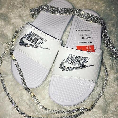 Image of Bedazzled Nike Slides (Any Color)