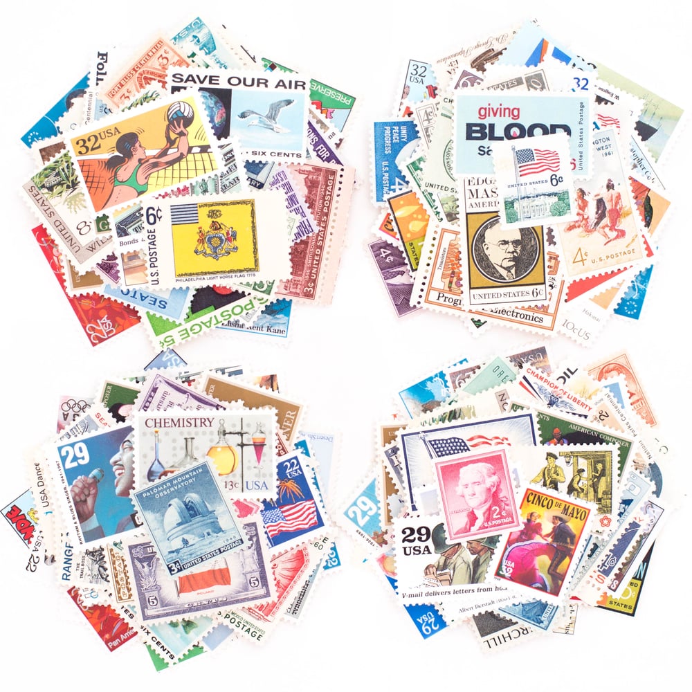 Image of Vintage Postage Stamps at Face Value - $10