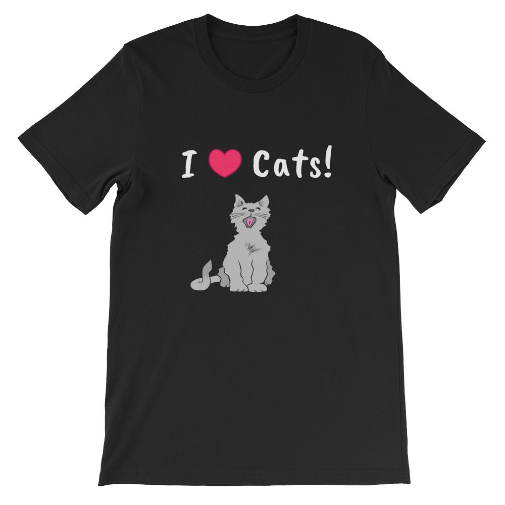 Image of I Love Cats T Shirt Black