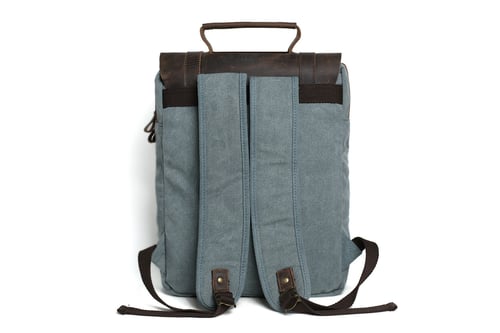 Image of Leather-Canvas Backpack / Laptop Bag / School Bag / Travel Bag / Backpack 1820