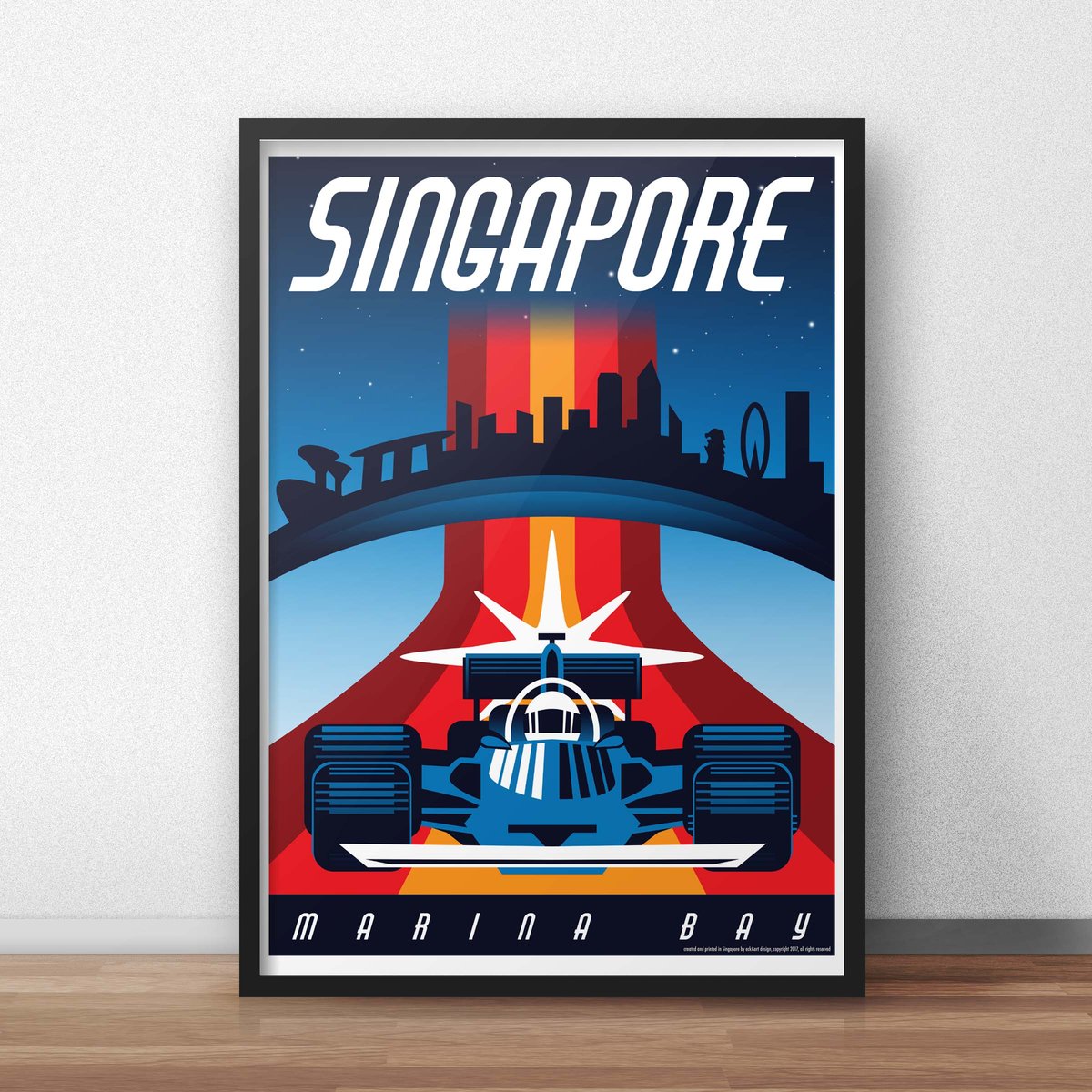 Image of Singapore Night Race Vintage-Style Travel Poster