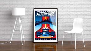 Image of Singapore Night Race Vintage-Style Travel Poster