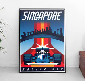 Image of Singapore Night Race Vintage-Style Travel Poster