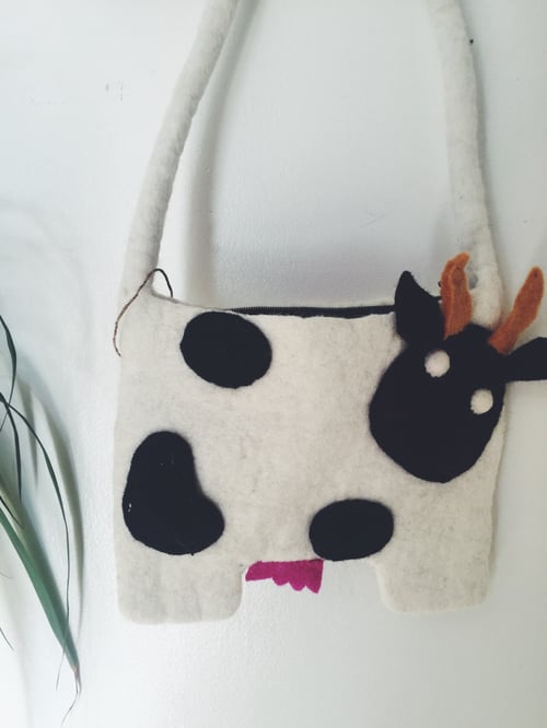 Image of Felted Wool Purse - Cow