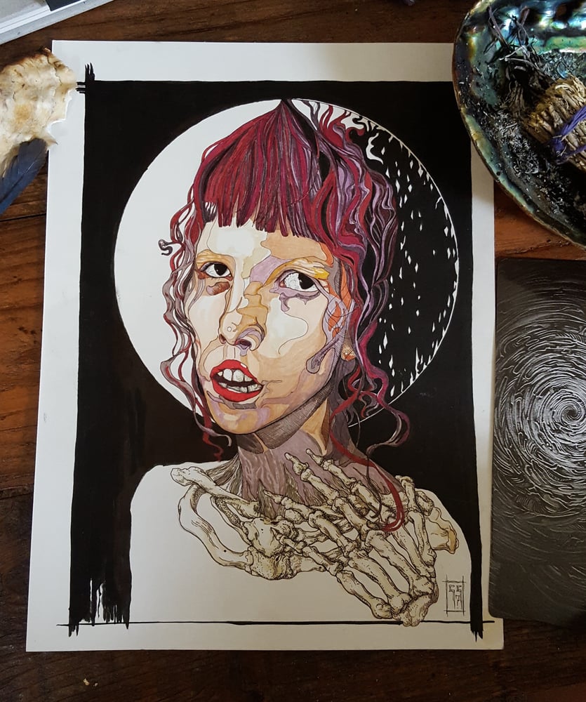 Image of Pen and Ink Portrait, Caitin Stickels