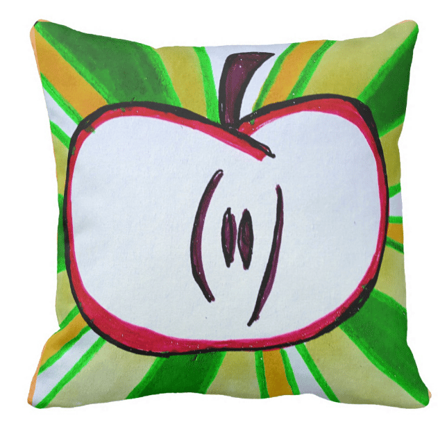 Image of Sliced Red Apple Square Pillow
