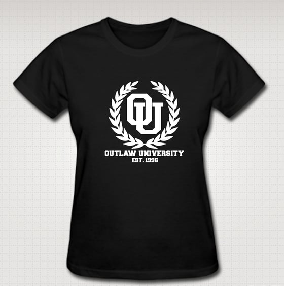 Image of Outlaw Uni Female Baby Tee - Comes In Black, White,Pink ,Navy Blue - CLICK HERE TO SEE ALL COLORS