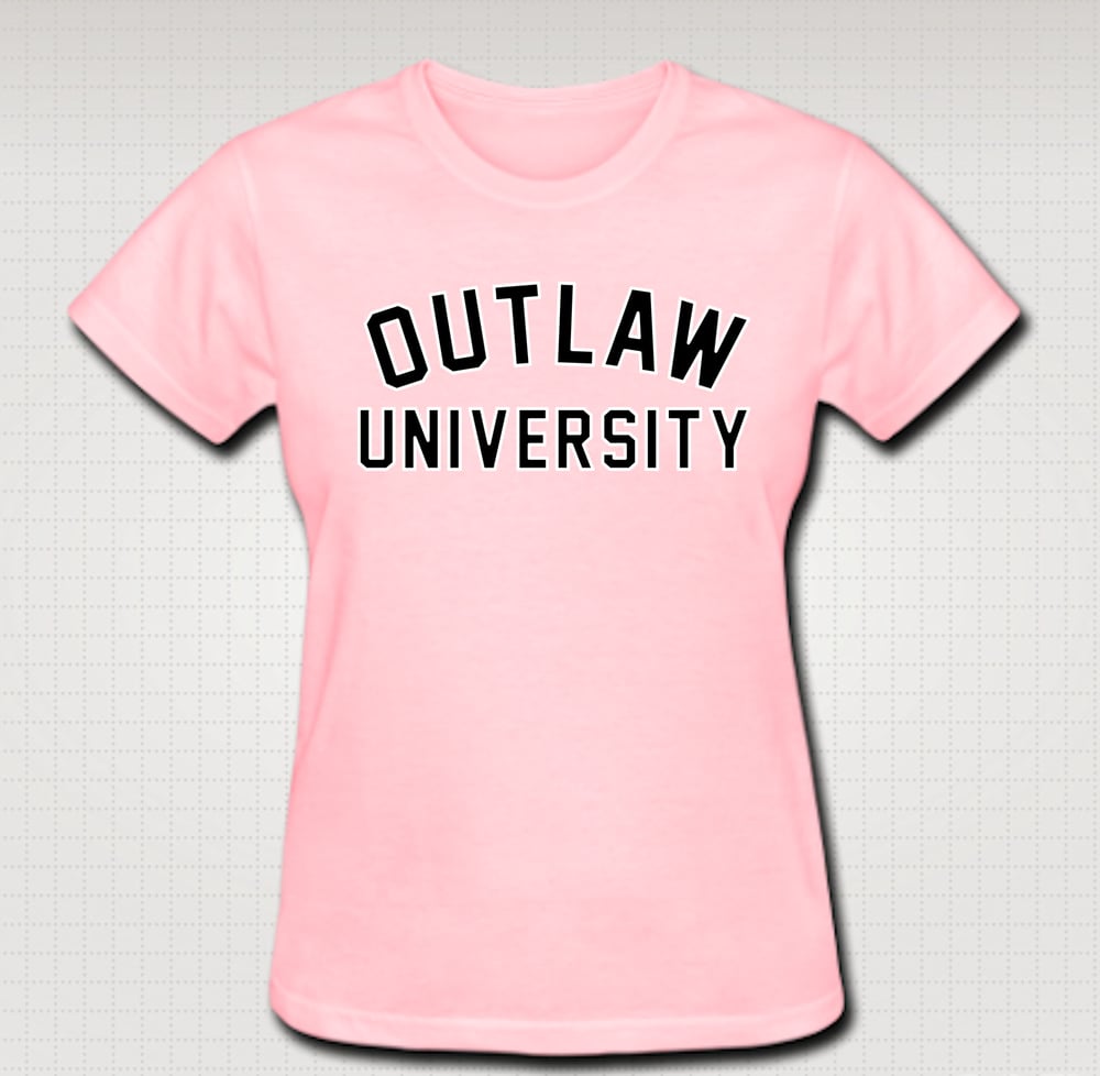 Image of University Female Baby Tee- Comes in Black, White,Pink,Purple,Red- CLICK HERE TO SEE ALL COLORS