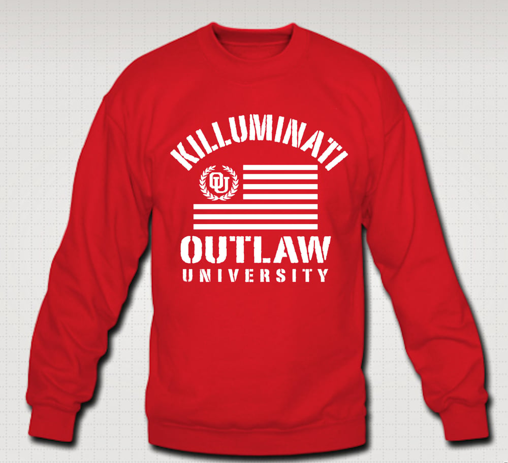 Image of Killuminati Flag Crewneck- Comes in Black,Grey,Red,Navy Blue - CLICK HERE TO SEE ALL COLORS
